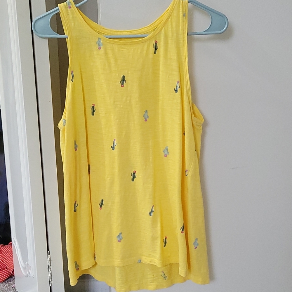 Cactus print yellow old navy tank top